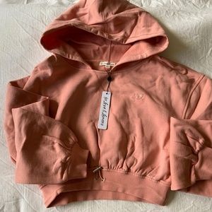 For Love And Lemons Josie cropped pink hoodie